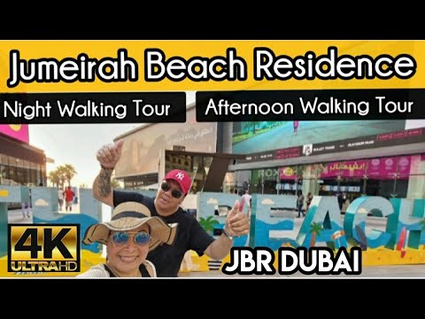 Jumeirah Beach Residence, JBR Beach Dubai, 4K Walking Tour Night Afternoon, Dubai Beach Vlog 2022