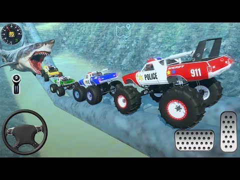 Mega Ramp Monster Truck Stunt Racing Simulator 3D - Impossible Police Car Driver - Offroad Gameplay