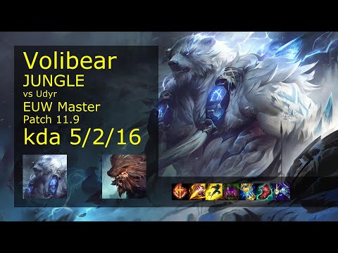 Volibear Jungle vs Udyr - EUW Master 5/2/16 Patch 11.9 Gameplay