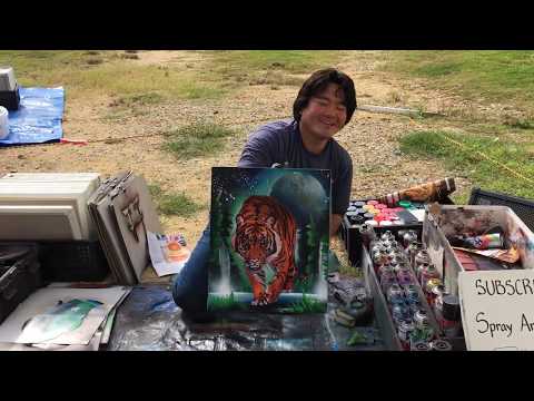 Cool tiger painting!! Spray painting!!