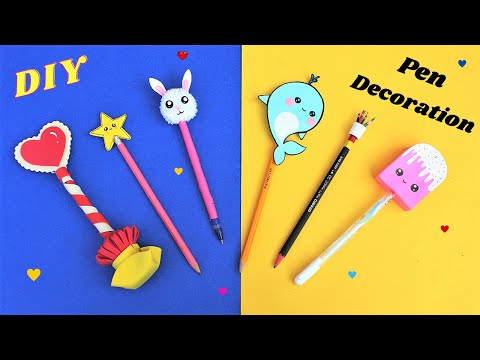 6 DIY Cute Pen/Pencil Toppers| Easy Pen Decoration Ideas| Back to School Supplies