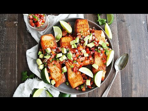Seared Salmon with Avocado Tomato Salsa