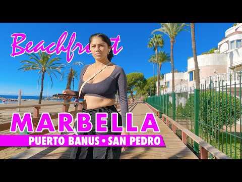 Marbella beachfront walk | Puerto Banús to San Pedro | Costa del Sol Spain virtual tour