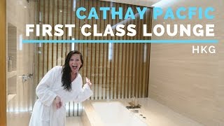 Cathay Pacific Wing FIRST CLASS Lounge HKG - YouTube