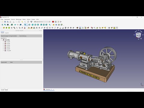 FreeCAD 0.19 1 CYLINDER HORIZONTAL MILL STEAM ENGINE WITH CYLINDER CENTER EXHAUST