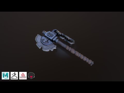 Maya 2019, ZBrush 2019, Substance Painter, Marmoset Toolbag 3 - Stylized Axe Timelapse
