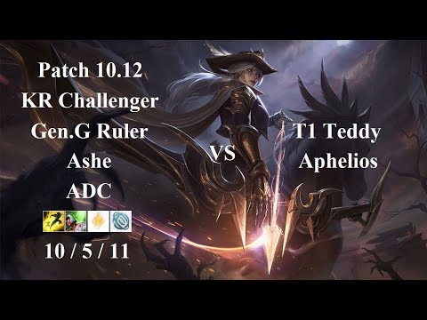 Gen.G Ruler - Ashe vs Aphelios - T1 Teddy - KR Challenger 921 LP - Patch 10.12