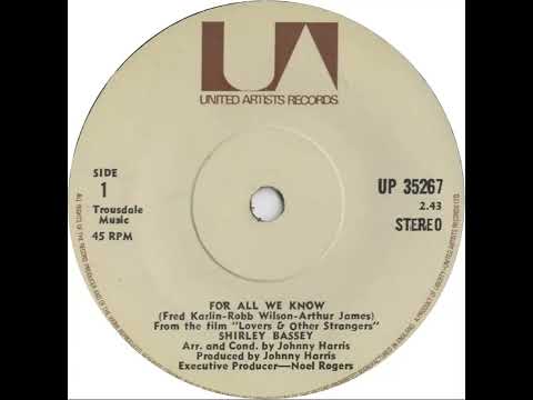 UK New Entry 1971 (142) Shirley Bassey - For All We Know