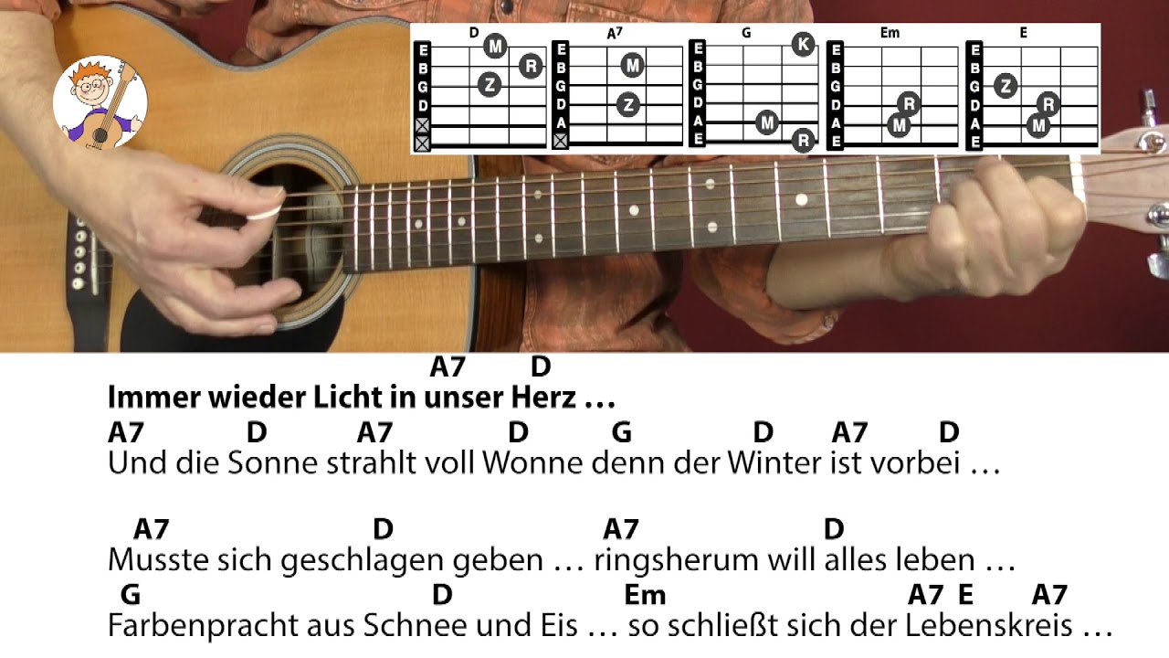 Immer wieder kommt ein neuer Frühling - Rolf Zuckowski,  Akkorde & Text für Gitarre zum Mitspielen