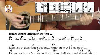 Immer wieder kommt ein neuer Frühling - Rolf Zuckowski,  Akkorde &amp; Text für Gitarre zum Mitspielen