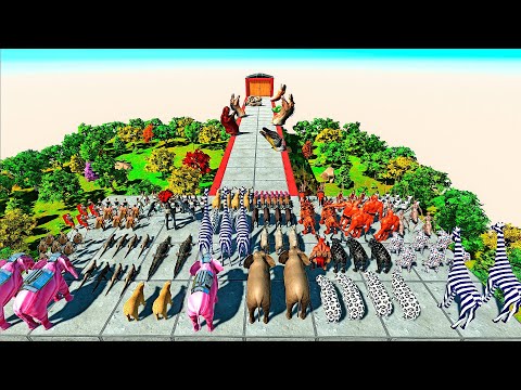 All try to trought dinosaur heads road - Animal Revolt Battle Simulator