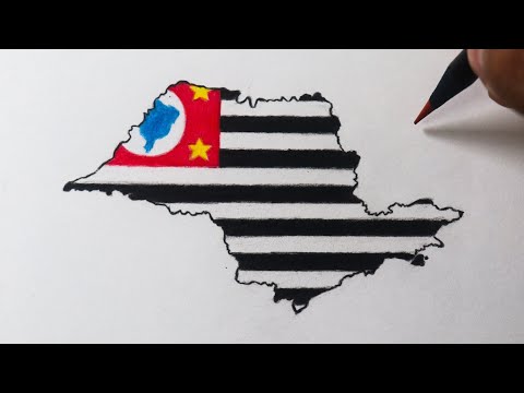 Como desenhar o Mapa do Estado de São Paulo com a Bandeira
