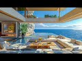 Morning Jazz With The Sound Of Ocean Waves To Relax - Smooth Jazz Music In Luxury Living Room Space