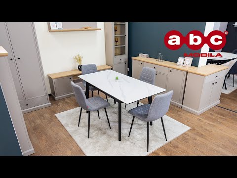 Set Masă Living Extensibilă KJT4711-1 Alb cu 4 Scaune KJC5341 Gri 1