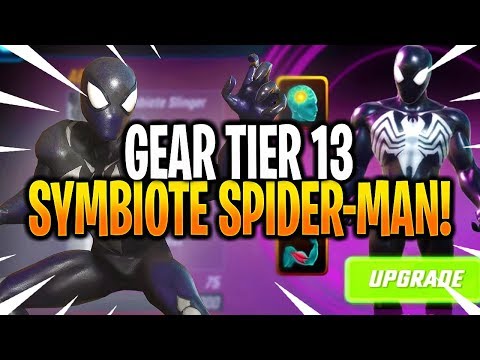 *NEW* GEAR TIER 13 SYMBIOTE SPIDER-MAN RANK UP & GAMEPLAY! - MARVEL Strike Force - MSF