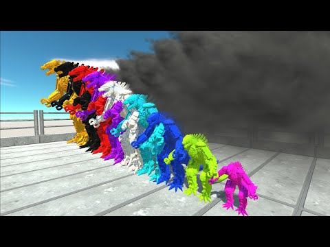 FIRE LAVA DRAGON BLUE AND RADON WHITE  DEATH CLIMB VSDIFFERENT SIZE - Animal Revolt Battle Simulator
