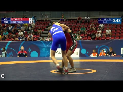 Qual. GR - 50 kg: S. SIMONYAN (ARM) df. Z. ZEYNALOV (AZE) by TF, 8-0