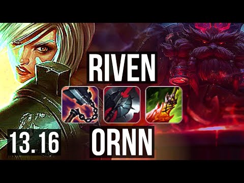 RIVEN vs ORNN (TOP) | 9/0/6, 4.5M mastery, 3100+ games, Legendary | NA Grandmaster | 13.16