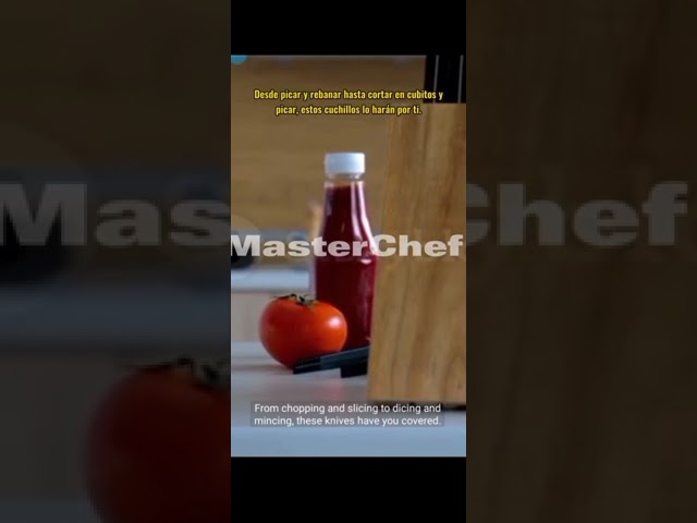 Vídeo relacionado con MasterChef Juego de Cuchillos de Cocina con Soporte Taco Universal con Set para Pan, Cebollero, Chef, Carne y Pelar, en Acero Inoxidable, 5 Piezas, Negro, Stainless Steel, Negro, Tacto Suave