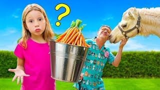 Настя пробует быть няней для редких животных