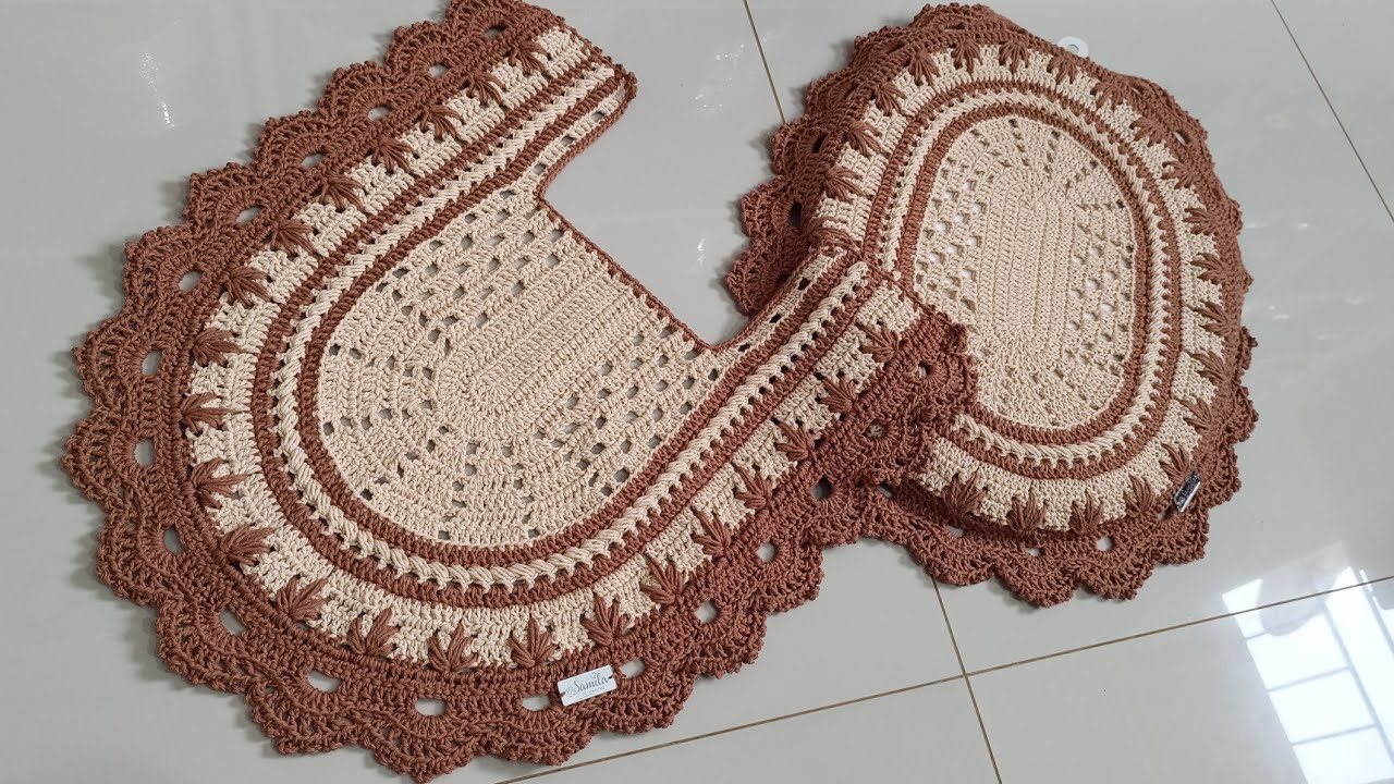 JOGO DE BANHEIRO FOLHA SIMPLES TAPETE PÉ DO VASO #crochet #crocheting #videoviral