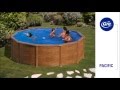Piscine acier Gré aspect bois Pacific ronde Piscine acier Gré aspect bois Pacific ronde