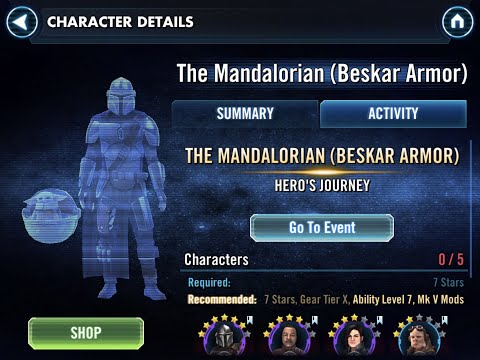 SWGOH- Tiers 1-3 The Mandalorian (Beskar Armor) event.