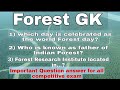Forest Gk Forest MCQ Forest GK Question Answer Forest Guard Quiz In English Important Gk