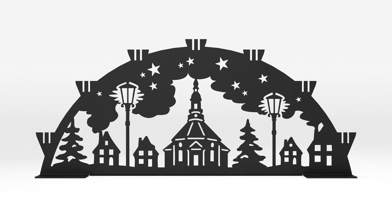 Schwibbogen aus Metall | DSB1260 Erzgebirge-Motiv | Schwarz | 60 cm breit | für den Innenbereich Video