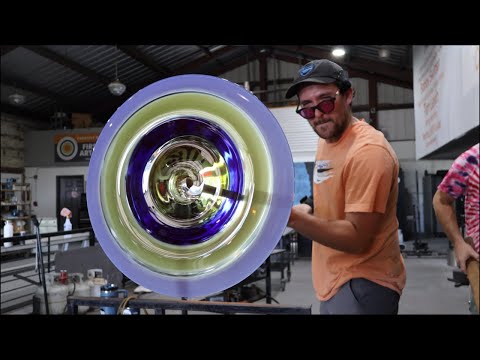Large Blue Incalmo Wall Platter, Full Process Glassblowing Demonstration