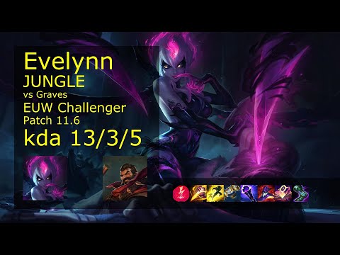 Evelynn Jungle vs Graves - EUW Challenger 13/3/5 Patch 11.6 Gameplay