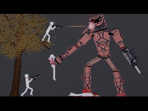 Brick Golem Attack People In People Playground