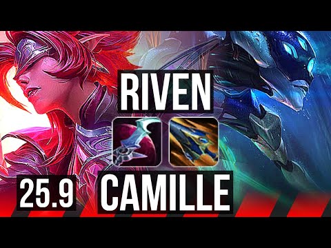 RIVEN vs CAMILLE (TOP) | 8 solo kills, 9/3/8, Dominating | EUW Diamond | 25.9