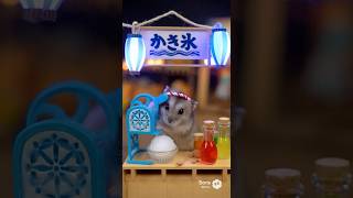 【悶絶級の可愛さ】ハム屋台！色とりどりのチョコバナナと、ひんやりかき氷🍧💖#夏のスイーツ #甘党必見 #チョコバナナ #かき氷 #ベビーカステラ #ハムスター職人 #ミニチュアの世界 #s