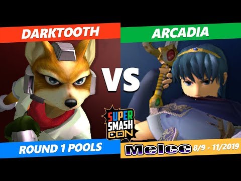 SSC 2019 SSBM -  Darktooth (Fox, Falco) VS  Arcadia (Marth) Smash Melee Round 1 Pools