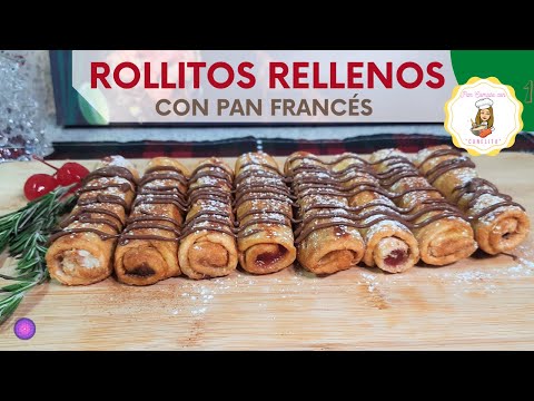 Rollitos de pan francés 🍞🍫 como hacer rollitos rellenos