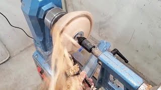 Woodturning Only 3 horse Power !! #tpt【職人技】木工旋盤で腐った木から器DIY