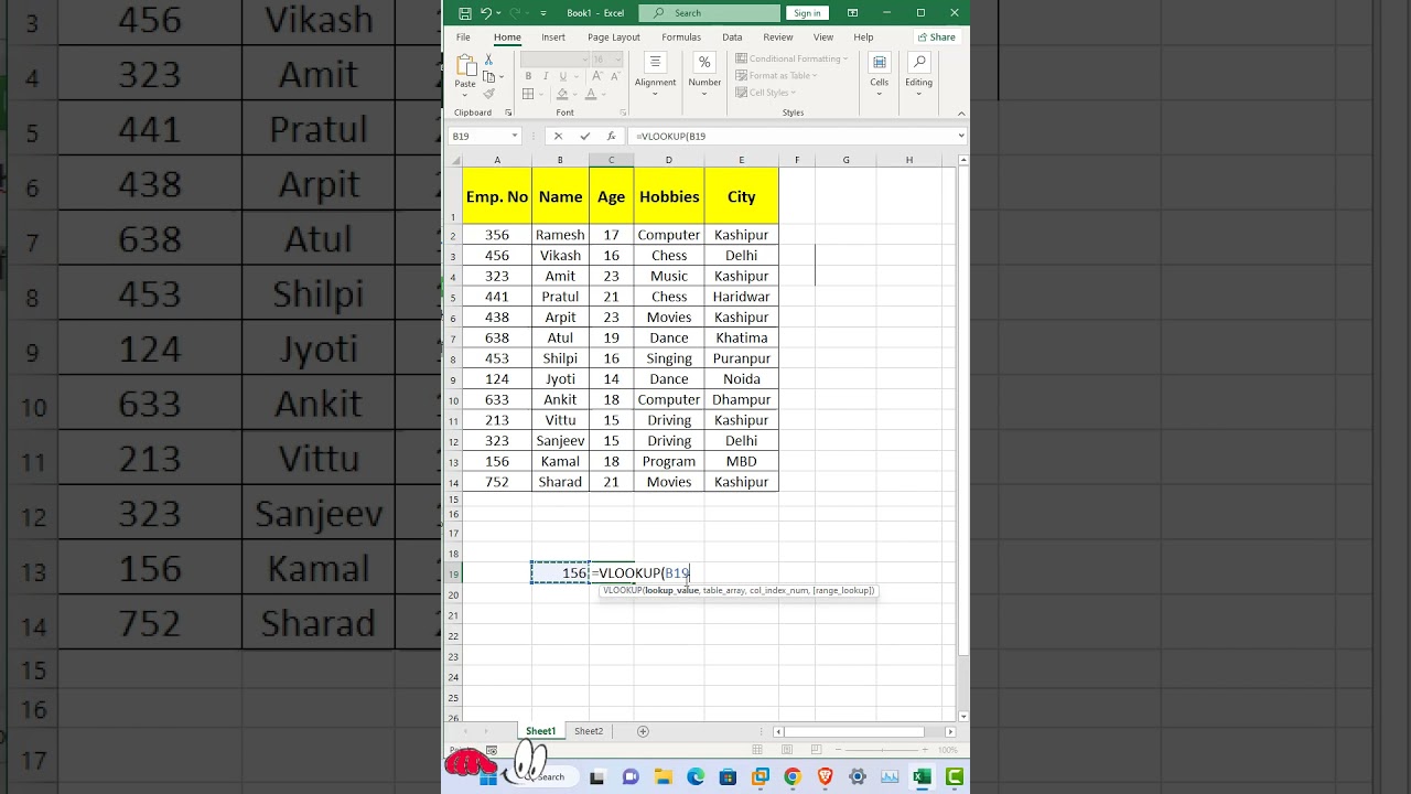 VLOOKUP Example Search Name By Employee ID | Technical with Urvashi