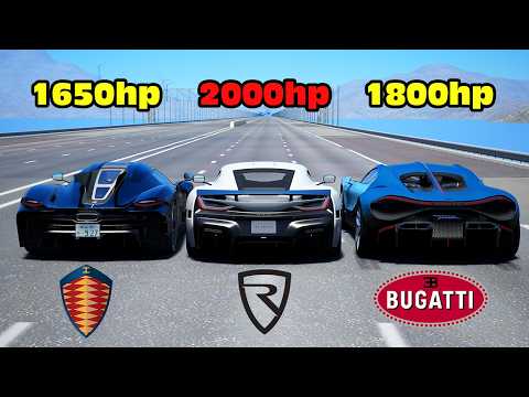 2000HP Rimac Nevera vs Bugatti Tourbillion vs Koenigsegg Absolut DRAG RACE