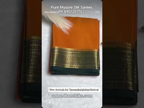 🪷ph:8951207762🪷 pure Mysore Silk Sarees🪷 beautiful colour combinations #saree 🪷