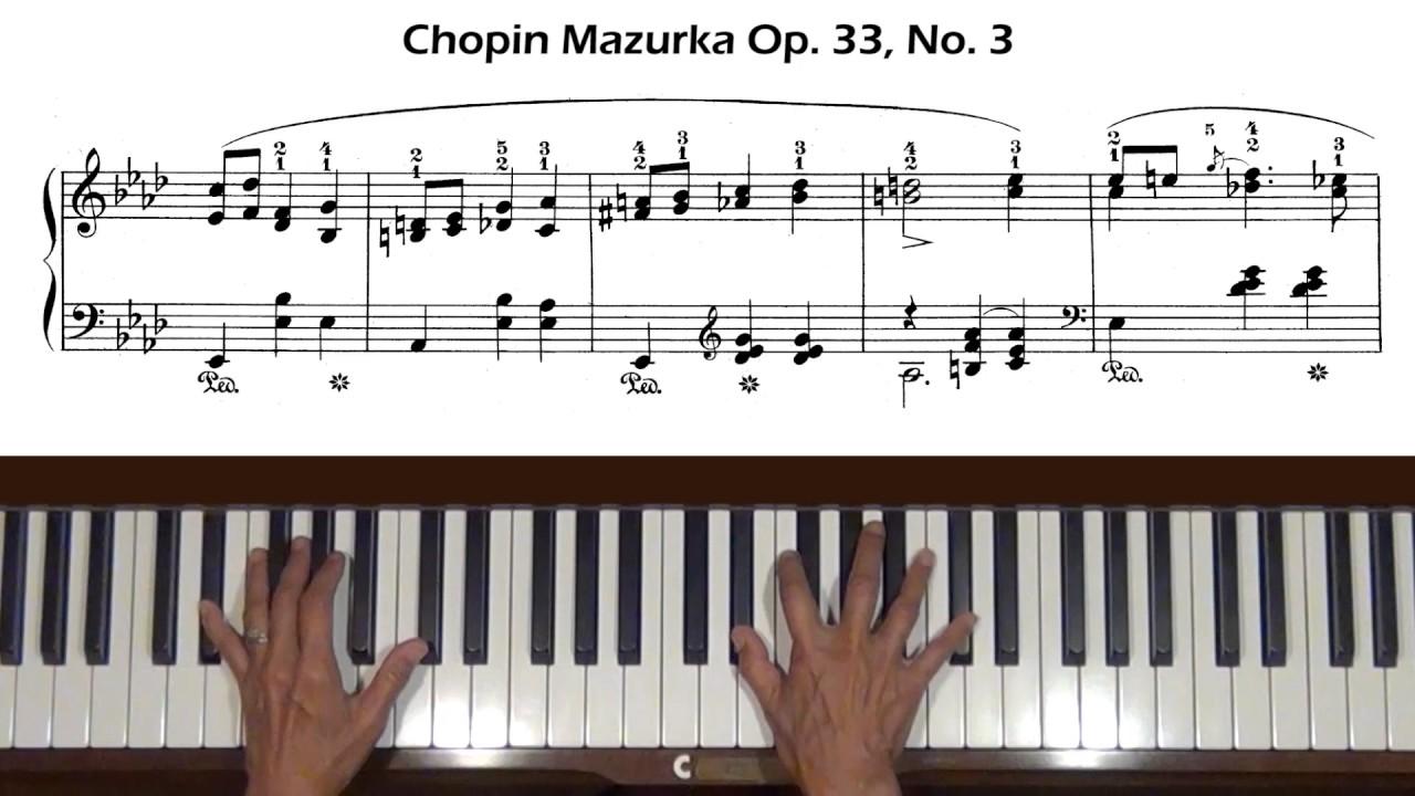 Chopin Mazurka Op. 33, No. 3 in C Major Piano Tutorial