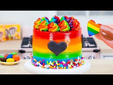 Satisfying Miniature Rainbow Cake Decorating From M&M Candy - Most Beautiful Chocolate Cake