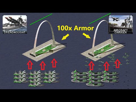 Kill Race - 10 Dreadnoughts vs 10 Aircraft Carriers - Red Alert 2