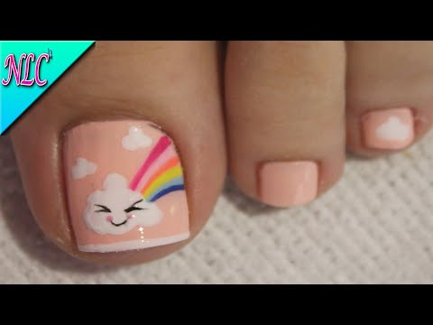 DISEÑO DE UÑAS ARCO IRIS Y NUBES ¡Muy Fácil! – RAINBOW NAIL ART – FRENCH NAIL ART – NLC
