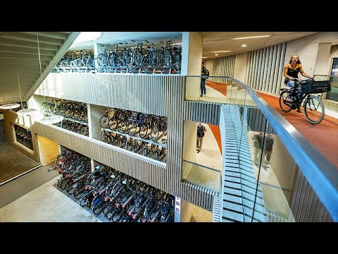 World’s Largest Underground Bicycle Parking Garage - 3 Stories, 12,656 Parking Spaces