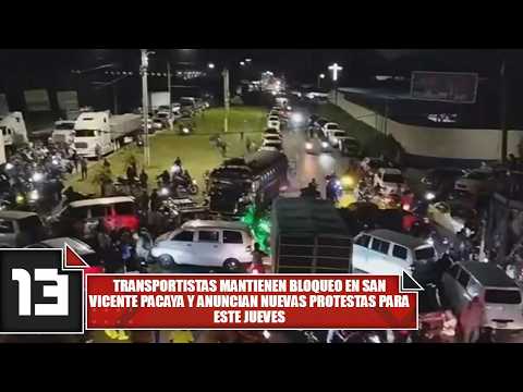 Transportistas mantienen bloqueo en San Vicente Pacaya y anuncian nuevas protestas para este jueves