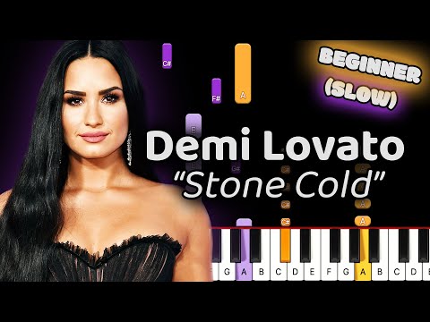 Demi Lovato Stone Cold Piano Tutorial! (Beginner) SLOW 50% Speed
