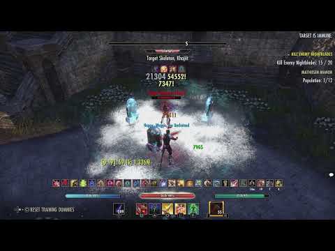 Solo 1-bar Stamina nightblade (Assassination-Aedric Spear-Grave Lord), ESO U46, 70k dps 3m skeleton