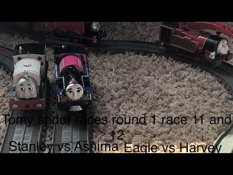 Tomy sodor races round 1 races 11 & 12 Stanley vs Ashima & Eagle vs Harvey