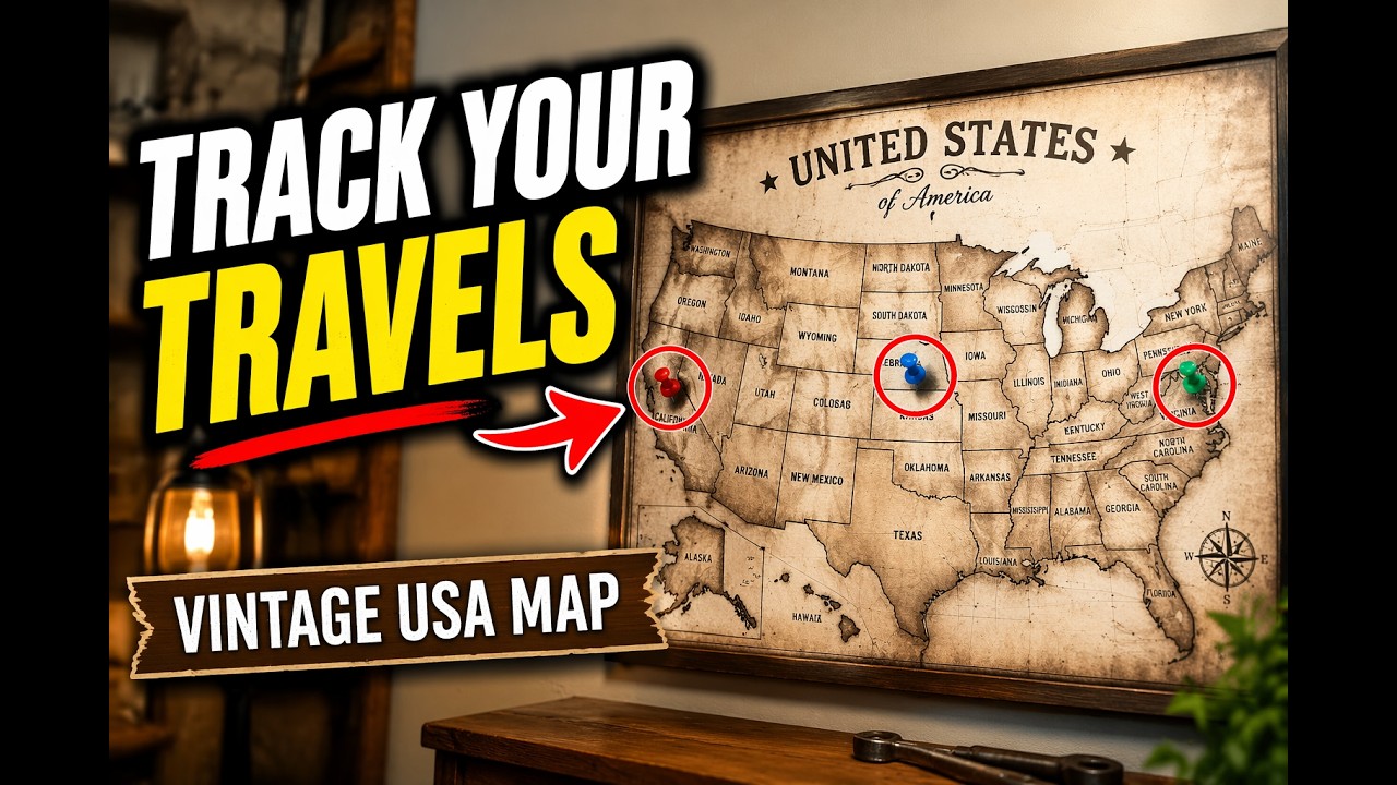Large Vintage USA Push Pin Map Wall Art Review | Rustic Travel Map with Pins